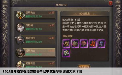 10分谁知道怎在浩方魔兽中起中文名字啊谢谢大家了啊