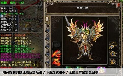 刚开始的时候还能玩然后退了下游戏就进不了无限黑屏是怎么回事