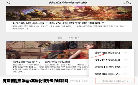 有没有魔兽争霸3英雄快速升级的秘籍啊